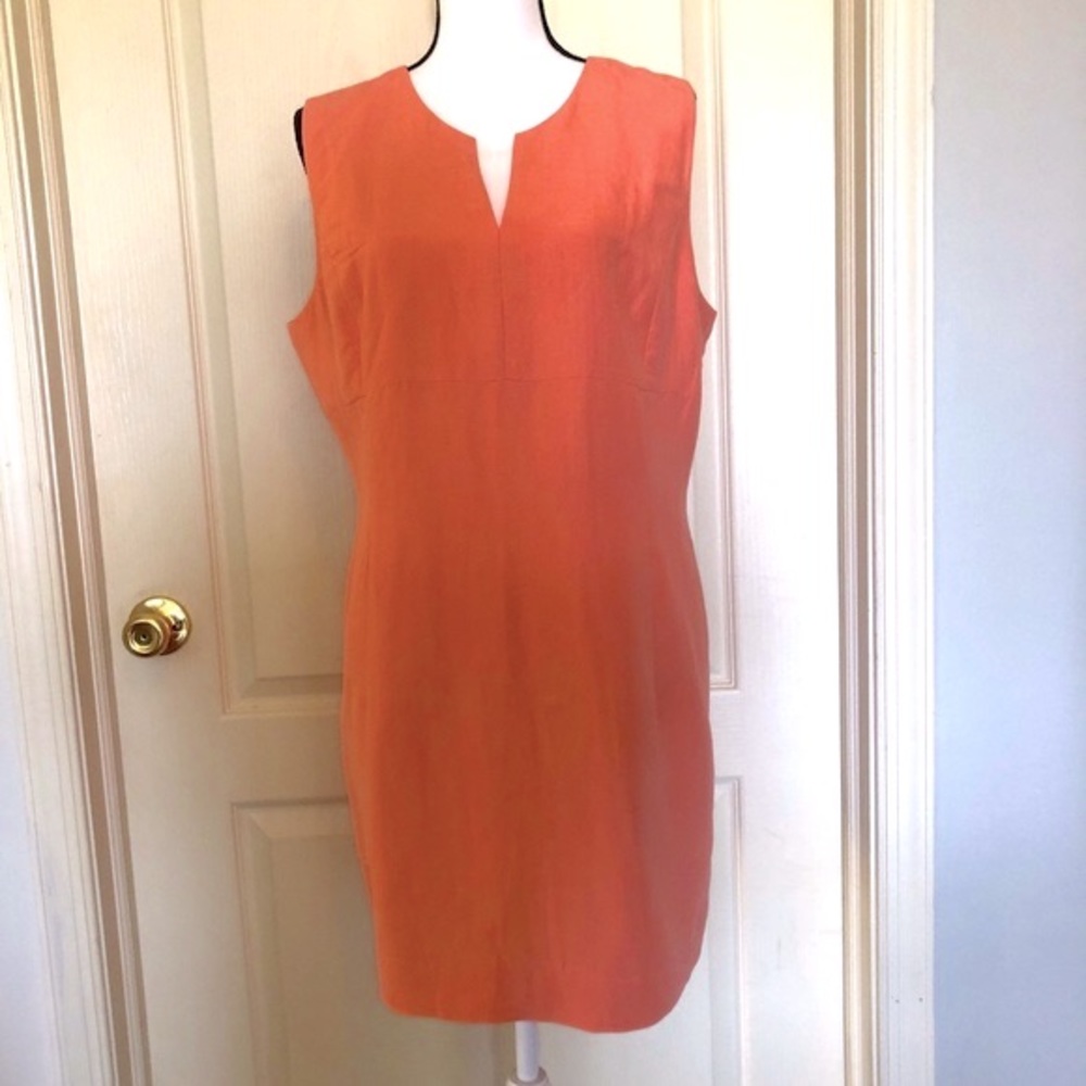 Peach colored linen dress